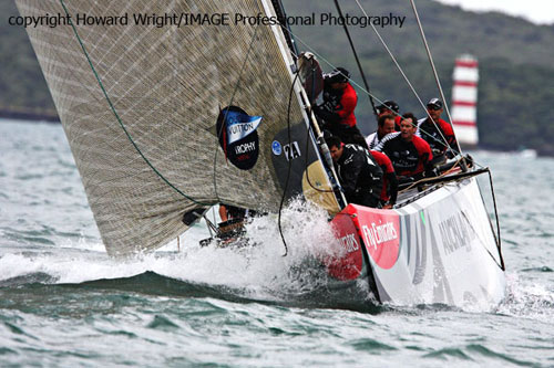 Emirates Team New Zealand skippered by Dean Barker competing in the Louis Vuitton Trophy on Waitemata Harbour, Auckland, New Zealand. Photo copyright Howard Wright 2010.