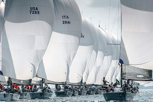 Helmut Jahn's Flash Gordon 6 (USA 60002) with tactician Bill Hardesty from Chicago, IL, USA, ahead of the fleet. Photo copyright Kurt Arrigo for Rolex.