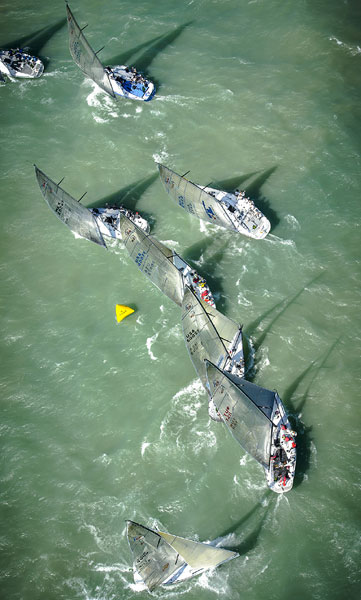 The Rolex Farr 40 fleet offshore Chicago rounding are mark. Photo copyright Kurt Arrigo for Rolex.