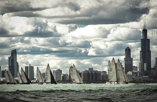 The Rolex Farr 40 fleet offshore Chicago. Photo copyright Kurt Arrigo for Rolex.