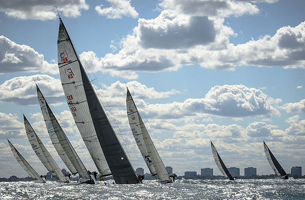 The Rolex Farr 40 fleet offshore Chicago. Photo copyright Kurt Arrigo for Rolex.