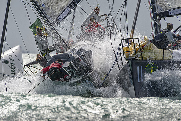 Christopher Whitford's Hot Lips (USA 40027) with tactician Morgan Reeser from Chicago, IL, USA and Ergin Imre and Onur Erardag's Provezza 8 (TUR 1211) with tactician Peter Lester from Istanbul, Turkey. Photo copyright Kurt Arrigo for Rolex.