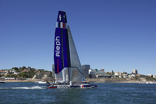 Bertrand Pacs Aleph at the America's Cup World Series, Cascais, Portugal, August 6-14, 2011. Photo copyright Morris Adant.