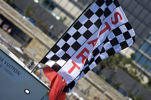 The starting line at the America's Cup World Series, Cascais, Portugal, August 6-14, 2011. Photo copyright Morris Adant.