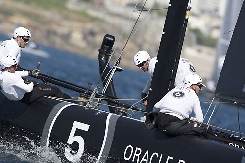 Russell Coutts' ORACLE Racing at the America's Cup World Series, Cascais, Portugal, August 6-14, 2011. Photo copyright Morris Adant.