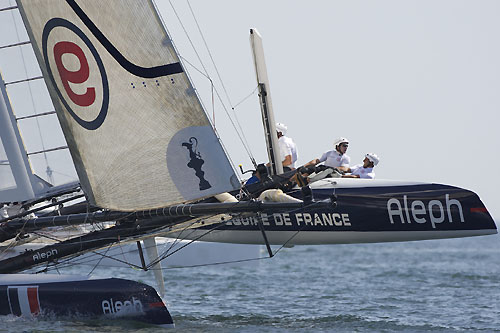 Bertrand Pacs Aleph at the America's Cup World Series, Cascais, Portugal, August 6-14, 2011. Photo copyright Morris Adant.