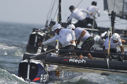 Bertrand Pacs Aleph at the America's Cup World Series, Cascais, Portugal, August 6-14, 2011. Photo copyright Morris Adant.