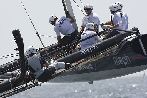 Bertrand Pacs Aleph at the America's Cup World Series, Cascais, Portugal, August 6-14, 2011. Photo copyright Morris Adant.