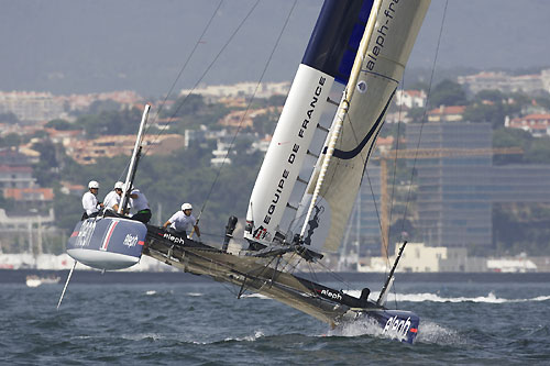 Bertrand Pacs Aleph at the America's Cup World Series, Cascais, Portugal, August 6-14, 2011. Photo copyright Morris Adant.