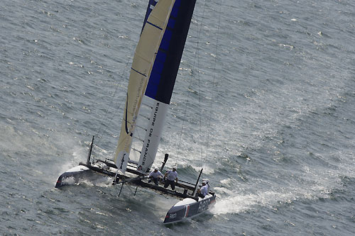 Bertrand Pacs Aleph at the America's Cup World Series, Cascais, Portugal, August 6-14, 2011. Photo copyright Morris Adant.