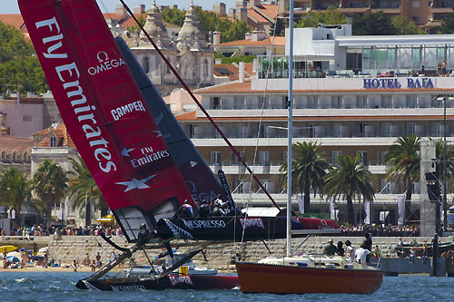 Dean Barker's Emirates Team New Zealand at the America's Cup World Series, Cascais, Portugal, August 6-14, 2011. Photo copyright Morris Adant.