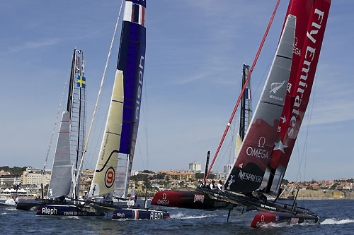 Dean Barker's Emirates Team New Zealand at the America's Cup World Series, Cascais, Portugal, August 6-14, 2011. Photo copyright Morris Adant.