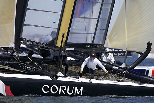 Loick Peyron's Energy Team at the America's Cup World Series, Cascais, Portugal, August 6-14, 2011. Photo copyright Morris Adant.