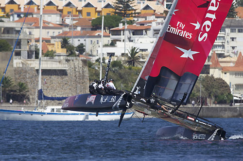 Dean Barker's Emirates Team New Zealand at the America's Cup World Series, Cascais, Portugal, August 6-14, 2011. Photo copyright Morris Adant.