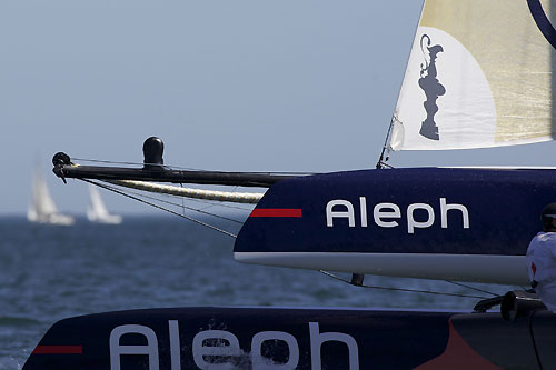 Bertrand Pacs Aleph at the America's Cup World Series, Cascais, Portugal, August 6-14, 2011. Photo copyright Morris Adant.