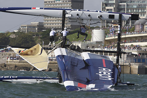 Bertrand Pac's Aleph at the America's Cup World Series, Plymouth, UK, September 10-18, 2011. Photo copyright Morris Adant.