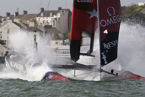 Dean Barker's Emirates Team New Zealand at the America's Cup World Series, Plymouth, UK, September 10-18, 2011. Photo copyright Morris Adant.