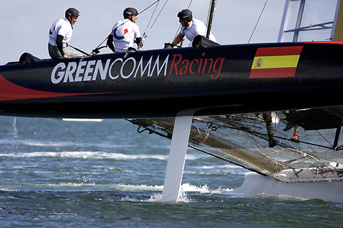 Vasilij Zbogar's Green Comm Racing at the America's Cup World Series, Plymouth, UK, September 10-18, 2011. Photo copyright Morris Adant.