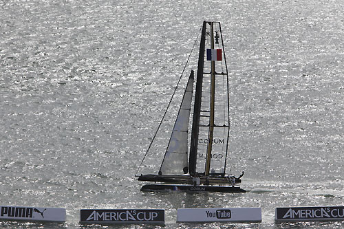 Loïck Peyron's Energy Team at the America's Cup World Series, Plymouth, UK, September 10-18, 2011. Photo copyright Morris Adant.
