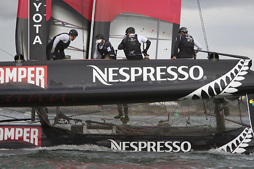 Dean Barker's Emirates Team New Zealand at the America's Cup World Series, Plymouth, UK, September 10-18, 2011. Photo copyright Morris Adant.