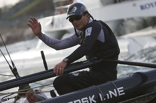 Dean Barker on Emirates Team New Zealand at the America's Cup World Series, Plymouth, UK, September 10-18, 2011. Photo copyright Morris Adant.