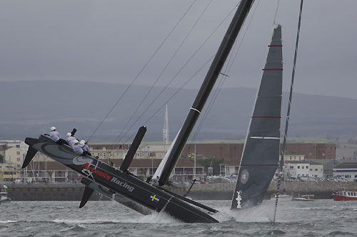 Terry Hutchinson's Artemis Racing at the America's Cup World Series, Plymouth, UK, September 10-18, 2011. Photo copyright Morris Adant.