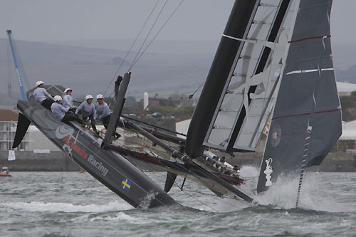 Terry Hutchinson's Artemis Racing at the America's Cup World Series, Plymouth, UK, September 10-18, 2011. Photo copyright Morris Adant.