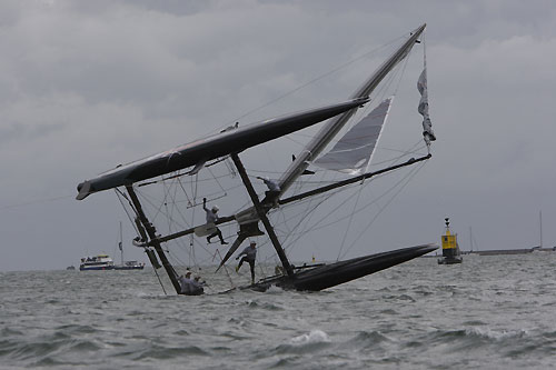 Terry Hutchinson's Artemis Racing at the America's Cup World Series, Plymouth, UK, September 10-18, 2011. Photo copyright Morris Adant.