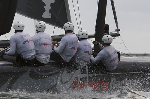 Terry Hutchinson's Artemis Racing at the America's Cup World Series, Plymouth, UK, September 10-18, 2011. Photo copyright Morris Adant.